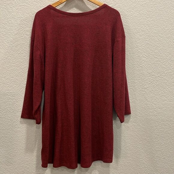 Torrid Super Soft Plush Red Lace Up 3/4 Sleeves V Neck Sweater Top Size 3X - Picture 7 of 8